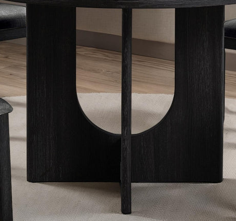Contemporary Style 5pc Dining Set Kitchen Dinette Dark Gray Upholstered Fabric Chairs Round Table Pedestal Base Table 4x Side Chairs Dining Room - sold by Home Elegance USA