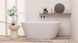 51" Acrylic Free Standing Tub - Classic Oval Shape Soaking Tub, Adjustable Freestanding Bathtub with Integrated Slotted Overflow and Chrome Pop - up Drain Anti - clogging Gloss White - W99564644 - image - 14