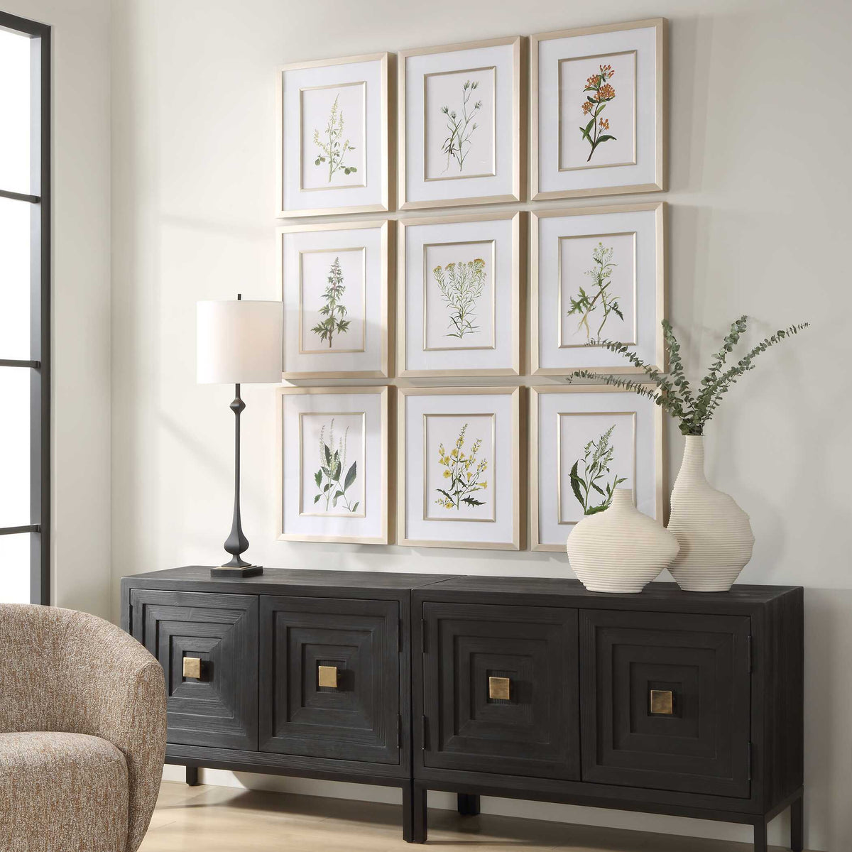 Botanical Flowers Framed Prints (Set of 9) - Green by Uttermost - View 3