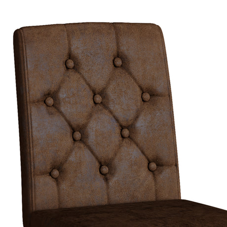 Black Wood Grain Dining Table Set for 4 people, 63' Modern MDF Dining Room Table Set .Paired with 4 Brown Suede Fabric chairs with decorative buckle design on the backrest.For Dining Room,Kitchen,etc. - sold by Home Elegance USA
