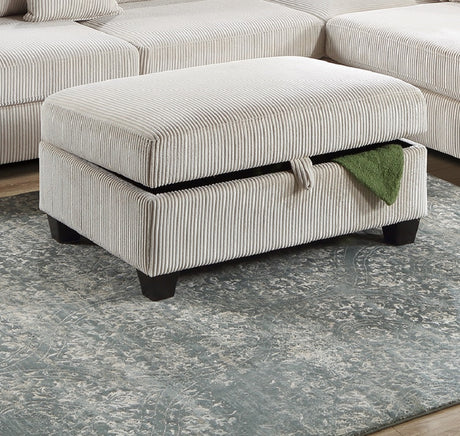 Ivory Color 3pc Sectional Set Corduroy Upholstered LAF Sofa RAF Chaise Ottoman L-Sectional Living Room Furniture - sold by Home Elegance USA
