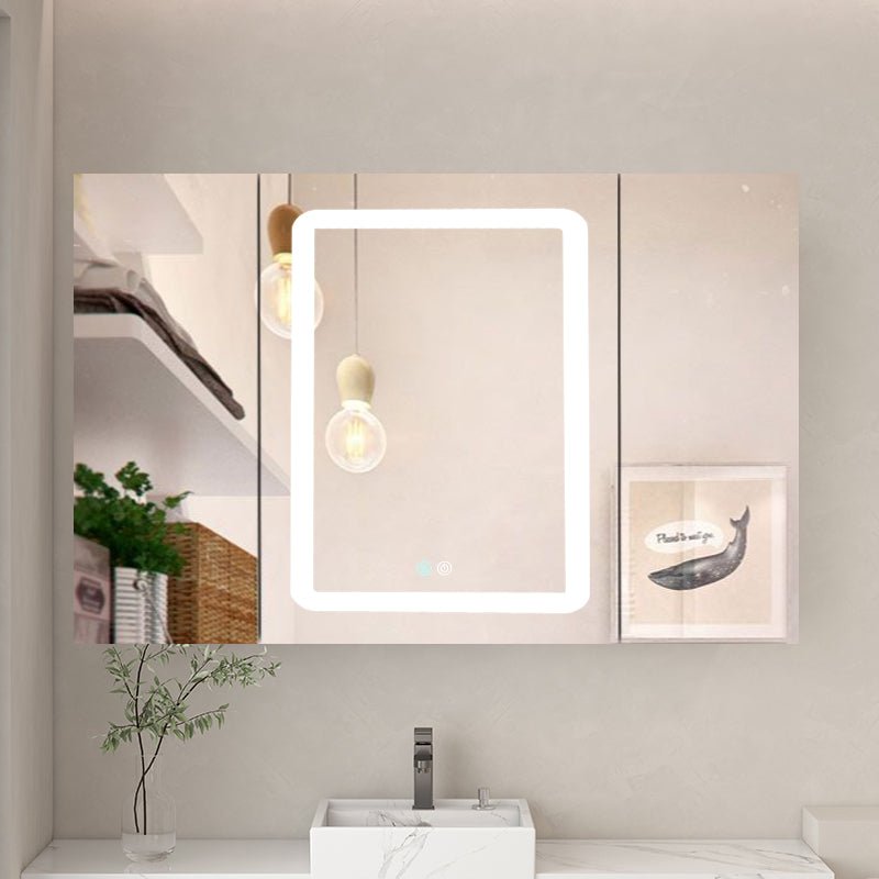 40x30 Inch LED Bathroom Medicine Cabinet Surface Mount Double Door Lighted Medicine Cabinet, Medicine Cabinets for Bathroom with Mirror Defogging, Dimmer Black - Bathroom Mirrors - W995S00052 - image - 20