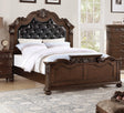 Gorgeous Traditional Antique Cherry 1pc Eastern King Size Bed Tufted Faux Leather Headboard Wooden Bedframe