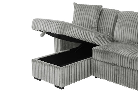 Plush Sectional Sofa W/ Pull Out Sleeper made with Velvet fabric- Gray (CA inventory) - sold by Home Elegance USA