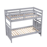 Bunk Bed Twin Over Twin Gray Finish Sturdy Wood Frame Guard Rails Youth Bedroom Furniture 1pc - sold by Home Elegance USA