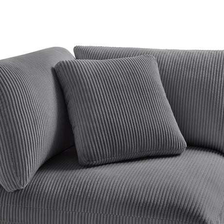 Chelsea Modular 5-Piece Sectional in Charcoal with Plush Polyester Upholstery and Removable Wood Legs - sold by Home Elegance USA