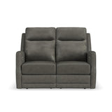 Maxwell Power Reclining Loveseat With Power Headrests And Lumbar - Cinder | Flexsteel