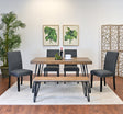 Amisos 6-Piece Dining Set, Hairpin Dining Table with 4 Chairs and a Wood Bench, 3 Color Options - sold by Home Elegance USA