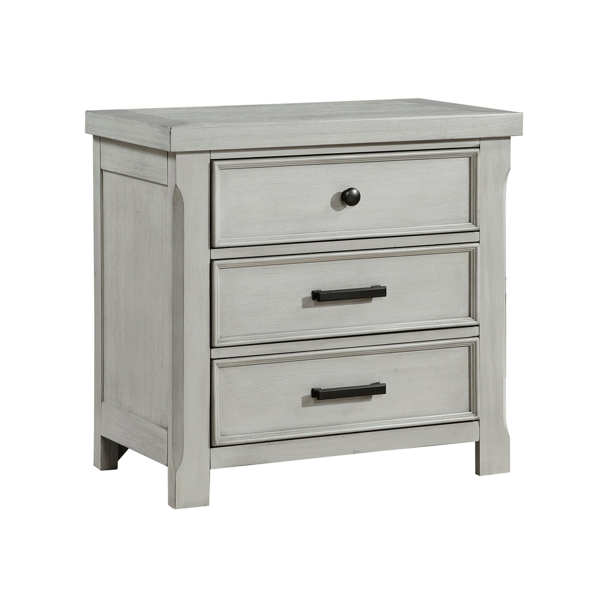 1pc Light Gray Finish Nightstand with 3x Drawers Storage Wooden Bedroom Furniture Farmhouse Style Bedside Cabinet