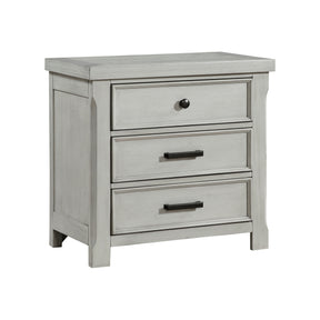1pc Light Gray Finish Nightstand with 3x Drawers Storage Wooden Bedroom Furniture Farmhouse Style Bedside Cabinet