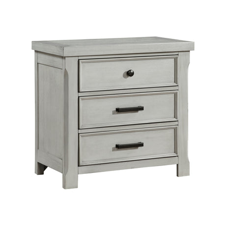 1pc Light Gray Finish Nightstand with 3x Drawers Storage Wooden Bedroom Furniture Farmhouse Style Bedside Cabinet