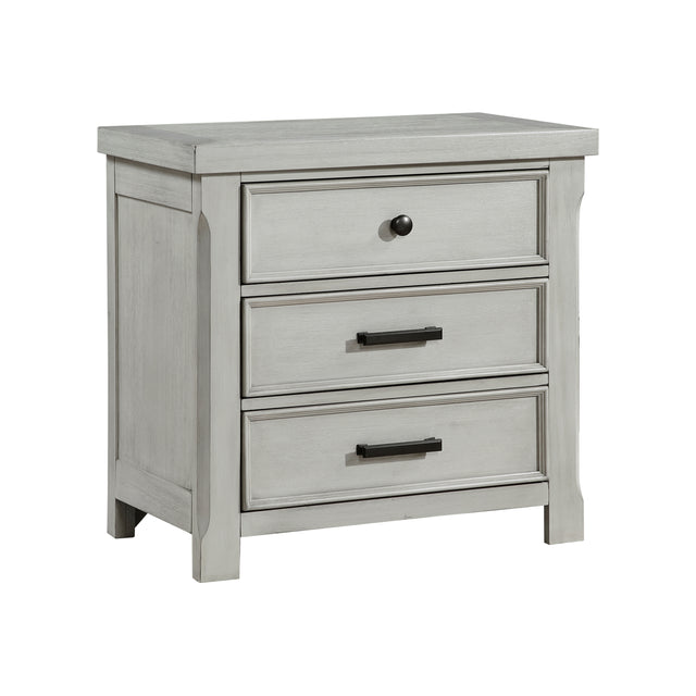 1pc Light Gray Finish Nightstand with 3x Drawers Storage Wooden Bedroom Furniture Farmhouse Style Bedside Cabinet
