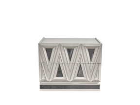 Lavita Modern & Contemporary Style 2-Drawer Night stand Made with Wood and Gold Accents in River Sand Grey      same asG150109278  (NJ inventory)