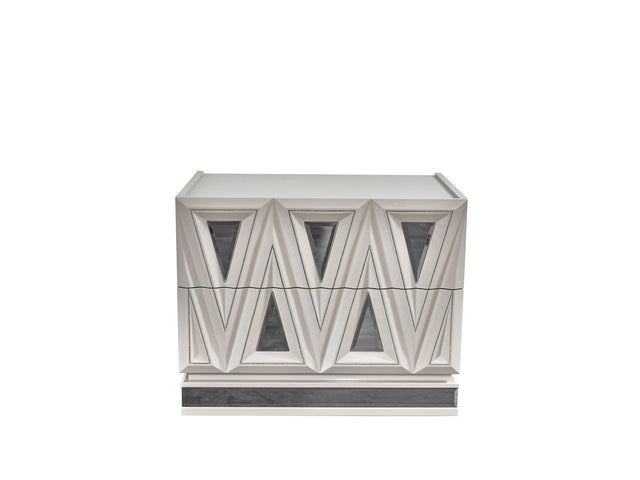 Lavita Modern & Contemporary Style 2-Drawer Night stand Made with Wood and Gold Accents in River Sand Grey      same asG150109278  (NJ inventory)