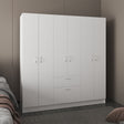Mitu Six Doors Armoire, Seven Interior Shelves, One Drawer, Rod White - sold by Home Elegance USA