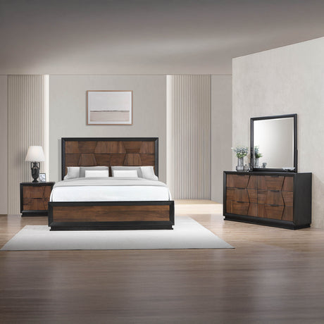 Houston Traditional Style Queen 4 Piece Bedroom Set in Walnut - sold by Home Elegance USA