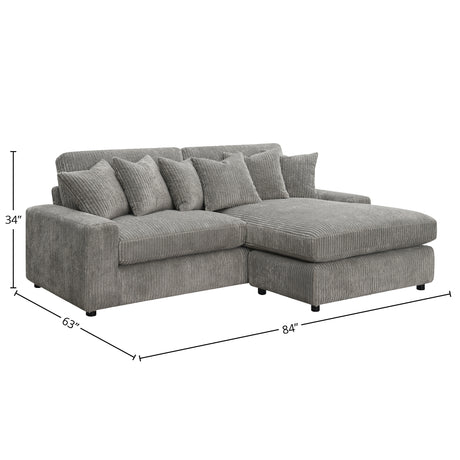 Tavia Gray Corduroy Reversible Sectional Sofa W/6 Pillows - sold by Home Elegance USA