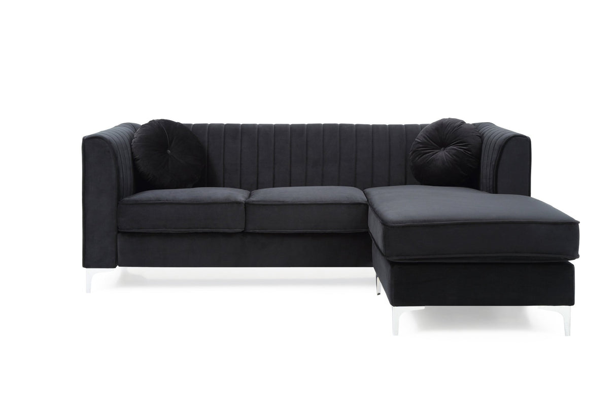 Delray G793B - SC Sofa Chaise ( 3 Boxes) , BLACK | Home Elegance USA