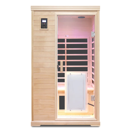 Two-Person Far-Infrared Hemlock Indoor Sauna Room with Bluetooth & LED Lights - sold by Home Elegance USA