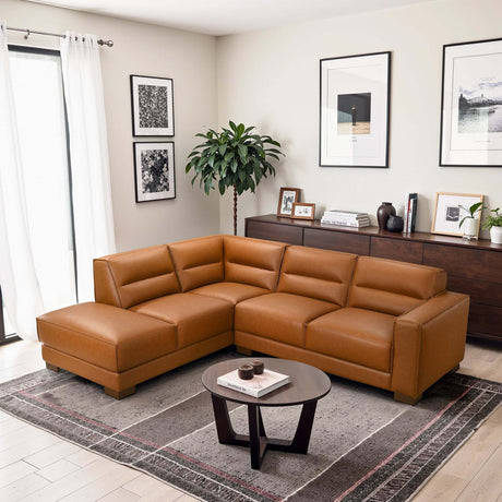 Muncie L-Shaped Sofa with Plush Cushions & Walnut Wood Legs - sold by Home Elegance USA
