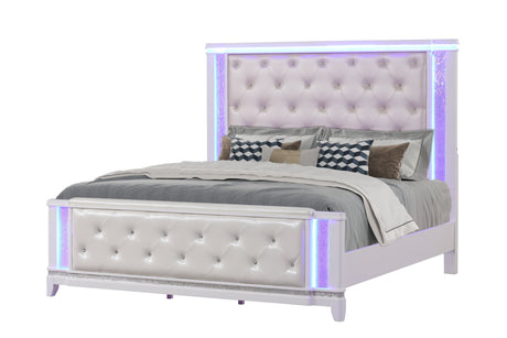 Opium King 4 Pc Bedroom set in Milky White - Home Elegance USA