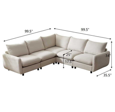 99 in. oversize 5-Piece L Shaped Modular Free Combination Sectional Sofa Couch for Living Room and Spacious Space - sold by Home Elegance USA