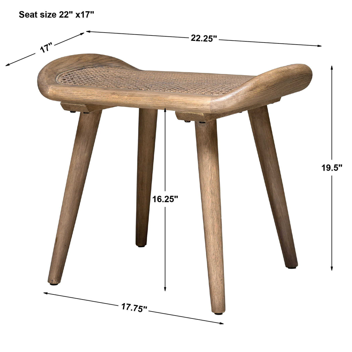 Arne Scandinavian Small Bench - Light Brown by Uttermost - View 8