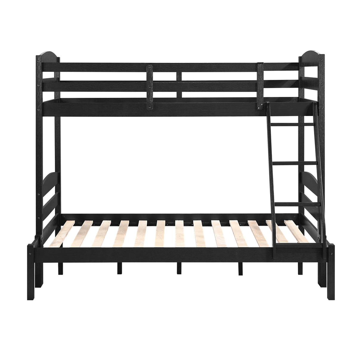 Twin over Full Bunk Bed with Guard Rails 1pc Sturdy Wooden Black Finish Youth Bedroom Furniture - sold by Home Elegance USA