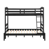 Twin over Full Bunk Bed with Guard Rails 1pc Sturdy Wooden Black Finish Youth Bedroom Furniture - sold by Home Elegance USA