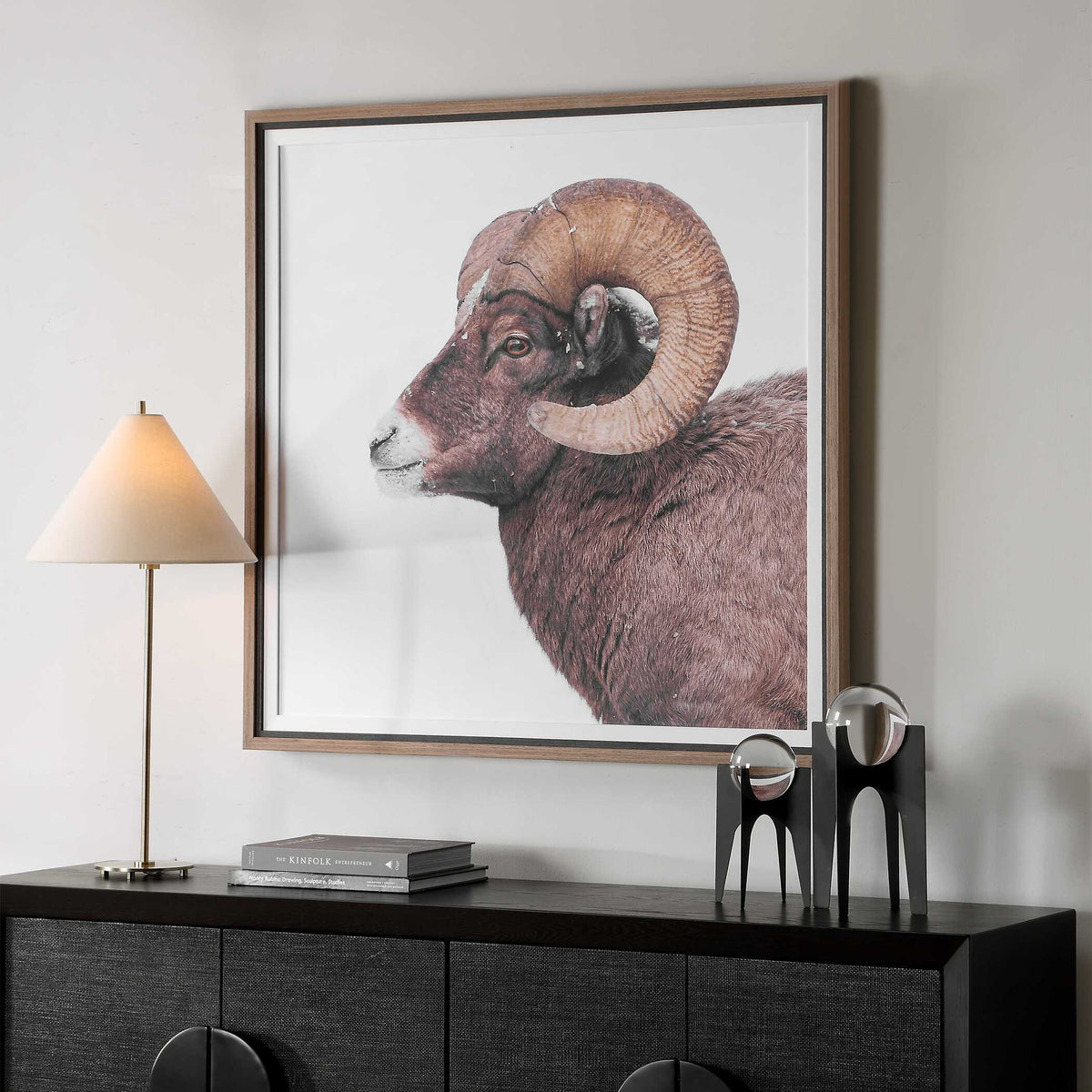 Big Horn Sheep Framed Print Black / Brown / White - Dark Brown / White by Uttermost - View 3