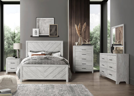 King 5PC Modern Style Storage Bedroom Set Made with Wood in Natural