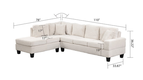Modern Style Recliner Sectional Sofa Made With Wood in Cream - sold by Home Elegance USA