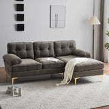 Velvet L-Shaped Sectional Sofa: Luxurious 83" Modern Design for Living Room & Bedroom Décor | Brown Comfort and Style - Home Elegance USA