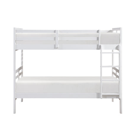 Twin over Twin Bunk Bed 1pc Classic White Finish Youth Bedroom Furniture Durable Wood - sold by Home Elegance USA