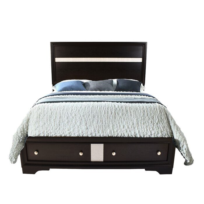 Traditional Style Queen Size Storage Bed made with Wood in Black