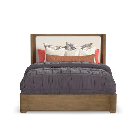 Normandy Queen Upholstered Storage Bed - Light Brown | Flexsteel