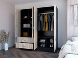Armoire Ron, Bedroom, Black / Light Gray - sold by Home Elegance USA