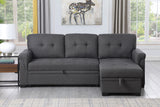 Lucca Dark Gray Linen Reversible Sleeper Sectional Sofa with Storage Chaise - Home Elegance USA