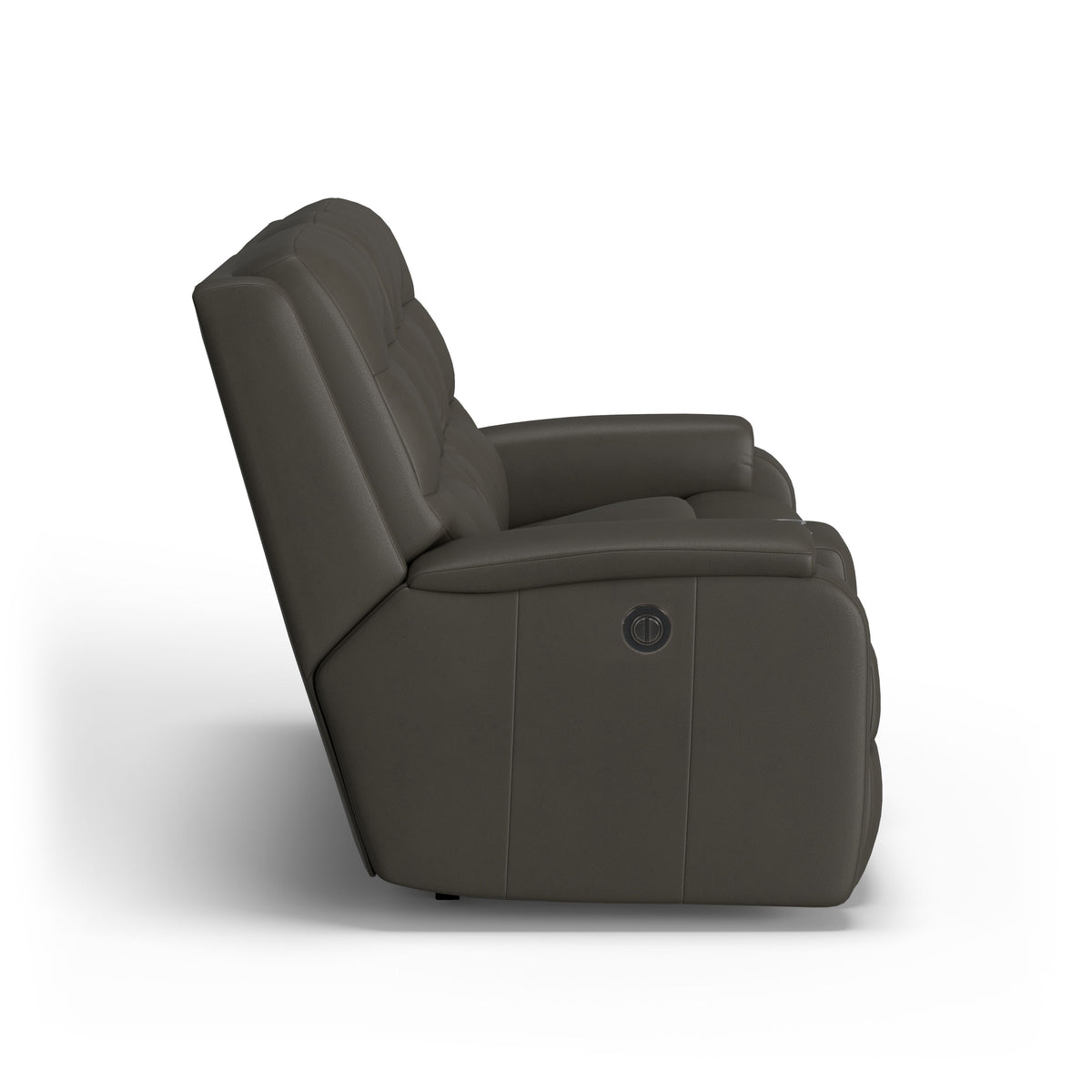 Arlo Transitional Leather Power Reclining Loveseat With Console | Flexsteel