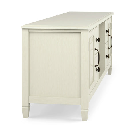 Connaught 72 inch Wide Solid Wood TV Stand in Antique White For TVs up to 80 inches - sold by Home Elegance USA