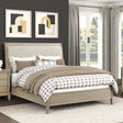 Classic Farmhouse Style Queen Bed Upholstered Headboard Beige Finish Wooden Bedroom Furniture 1pc