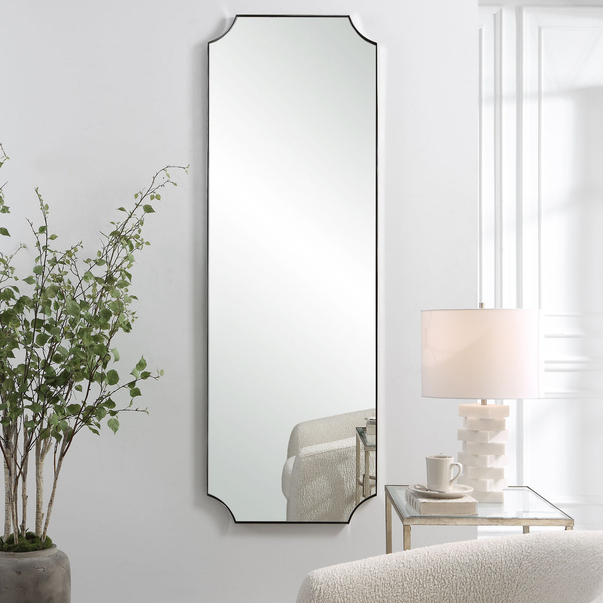 Lennox Nickel Tall Mirror - Silver by Uttermost - View 2