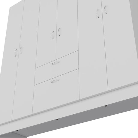 Kibo 6 Doors Armoire, One Drawer, Rod, Seven Interior Shelves, White -Bedroom - sold by Home Elegance USA