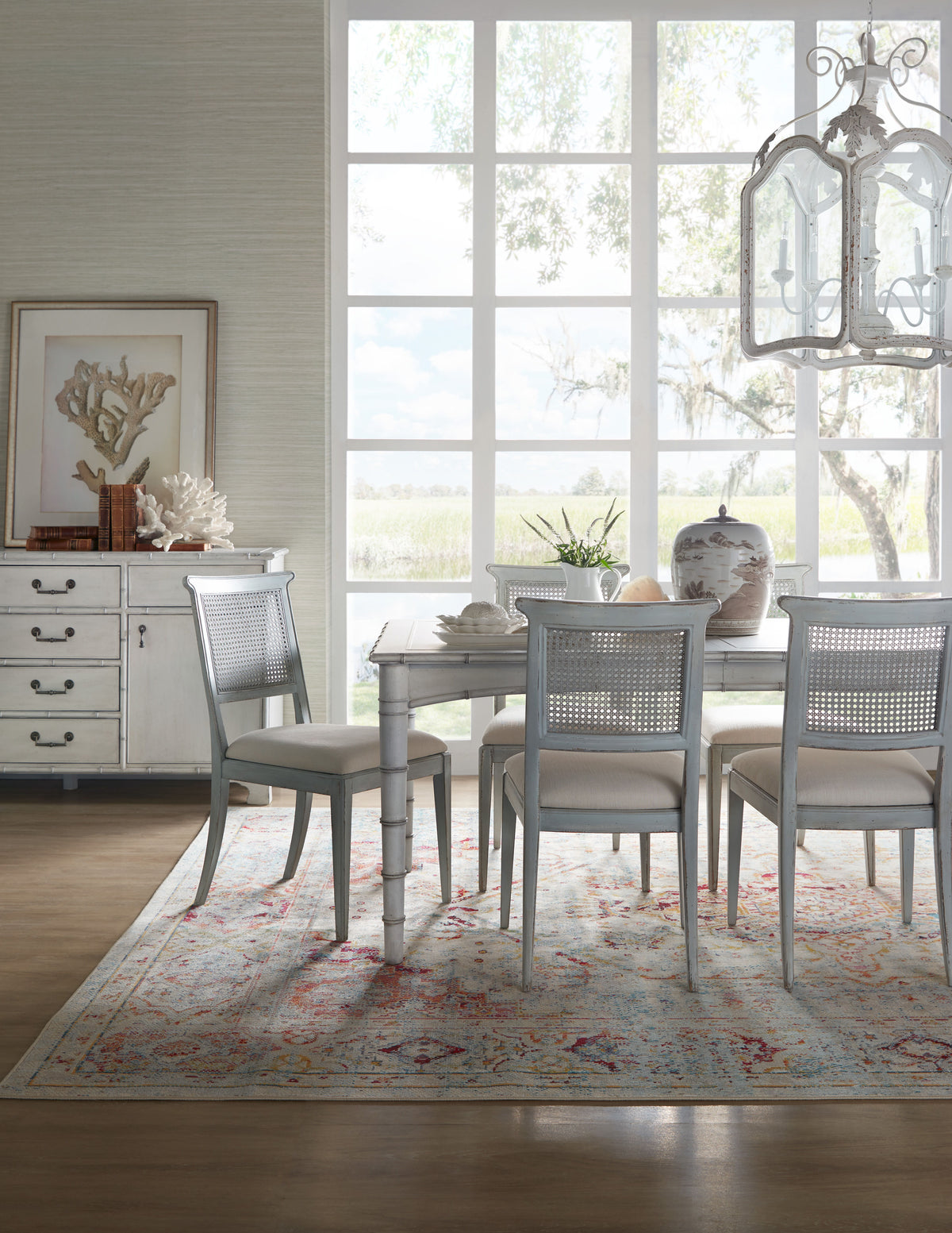 Charleston Upholstered Seat Side Chair (Set of 2) - Light Blue / Beige by Hooker Furniture - View 4