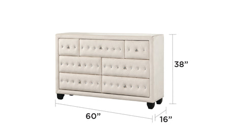 Encore Modern Style Tufted and Upholstered Queen 5PC Bedroom set made with wood in Beige(NJ Inventory) - sold by Home Elegance USA