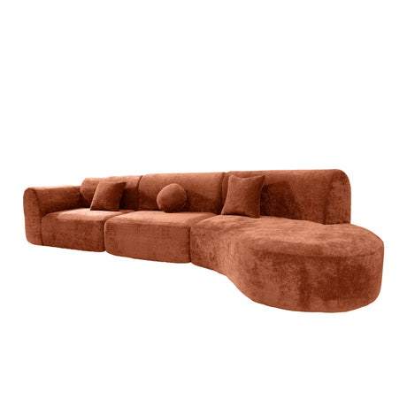 140' Modern Curved Sectional Sofa with High-Density Fully Compressed Sponge and Chaise Lounge, 3-Piece Set, Fully Assembled Right Hand Facing, Perfect for Living Room, Lounge - sold by Home Elegance USA