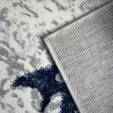 Shifra Luxury Area Rug in Gray with Navy Blue Abstract Design - Home Elegance USA