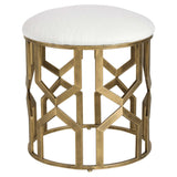 Trellis Geometric Accent Stool White & Gold - White / Yellow by Uttermost - View 3