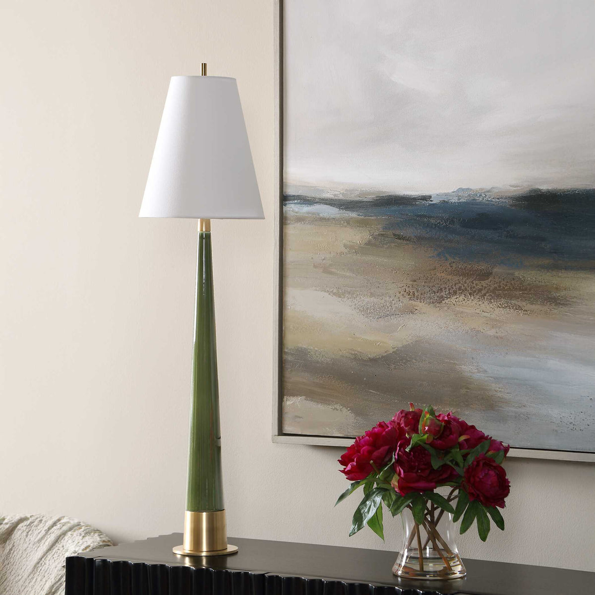Riccardi Table Lamp Moss - Dark Green by Uttermost - View 3