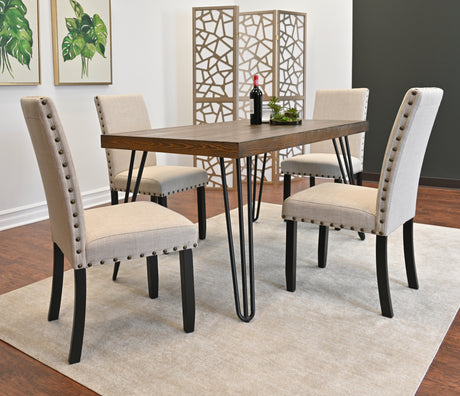 Amisos 5-Piece Dining Set, Hairpin Dining Table with 4 Chairs, 3 Color Options - sold by Home Elegance USA
